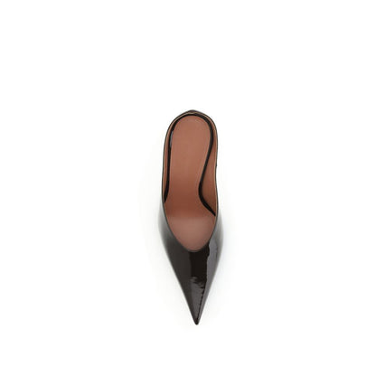 Amina Muaddi Brown Calf Leather Bos Taurus Platform Pumps