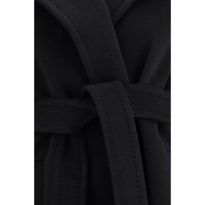 Max Mara Black Fleece Wool Coat