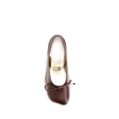 MM6 Brown Calf Leather Bos Taurus Ballet Flats