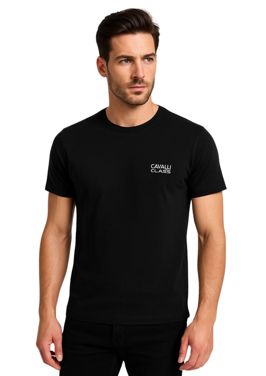 Cavalli Class Black Cotton T-Shirt